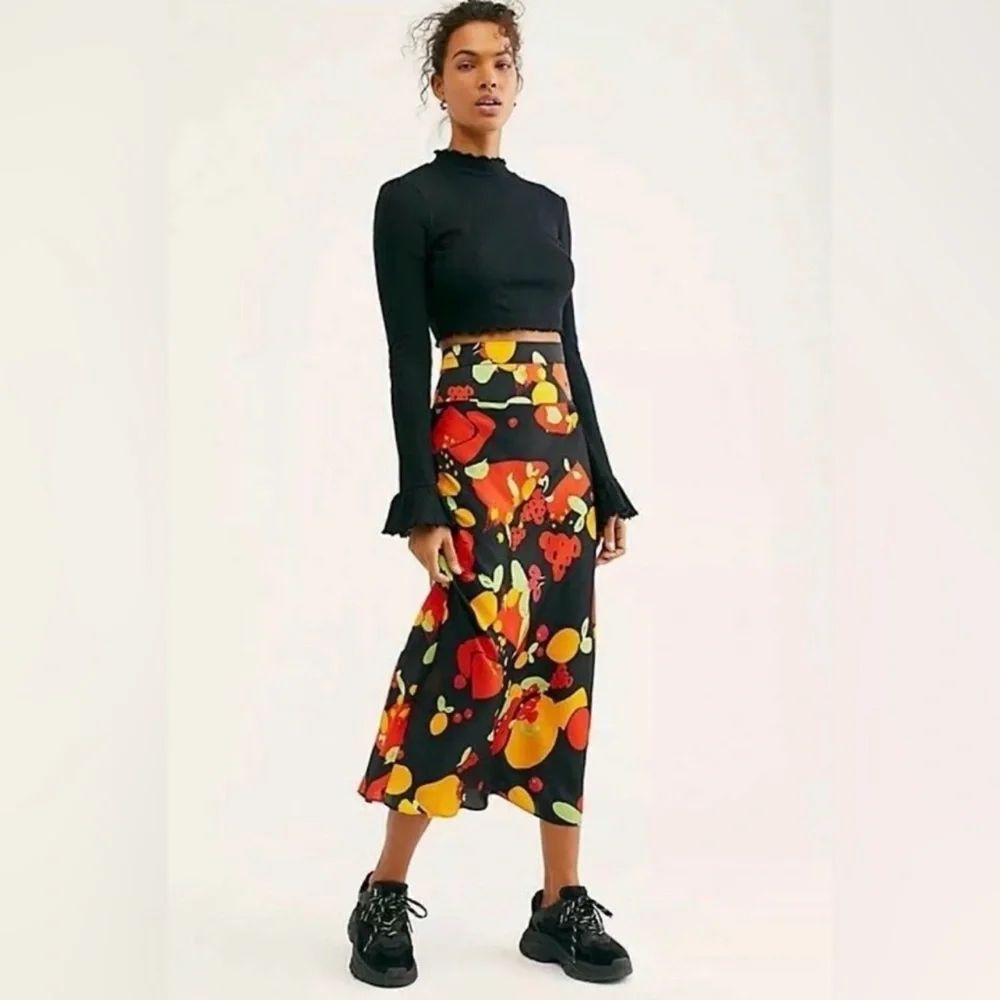 Free People Normani Bias Floral Midi Skirt